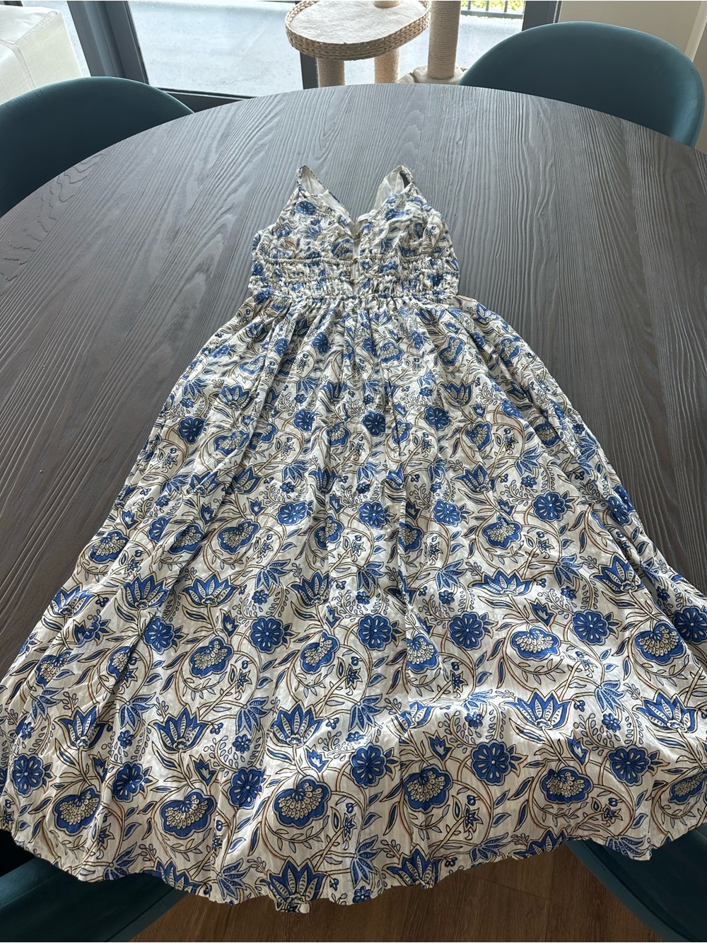 Caroline Constas Blue and White Floral Maxi Dress